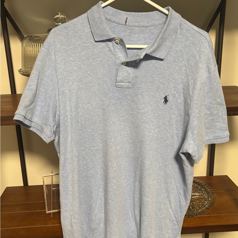 Polo by Ralph Lauren Heather Light Blue Cotton Polo with Navy Pony